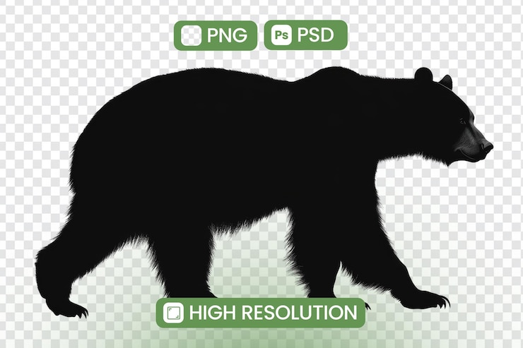 PSD downloadabile highresolution bear silhouette formati png e psd perfetti per progetti di progettazione risorse grafiche e applicazioni creative esplora la maestosa bellezza della natura con questa immagine sorprendente