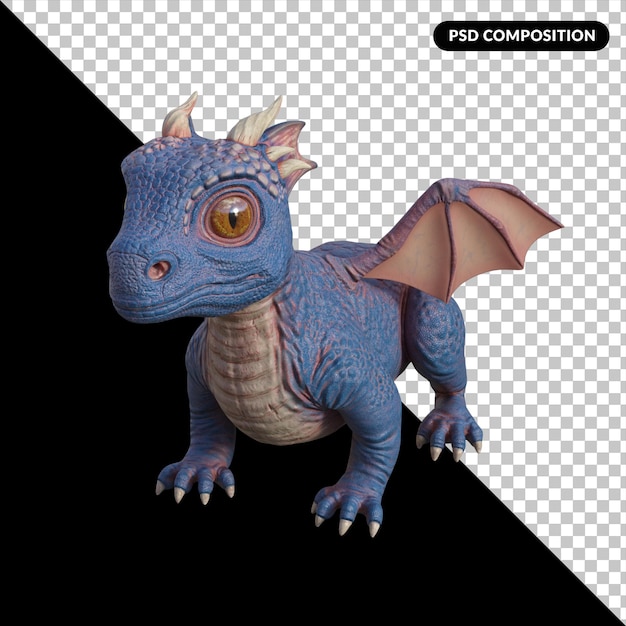 PSD dragão azul renderização 3d isolada