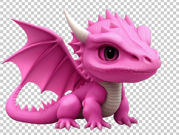 PSD dragão rosa bonito em 3d