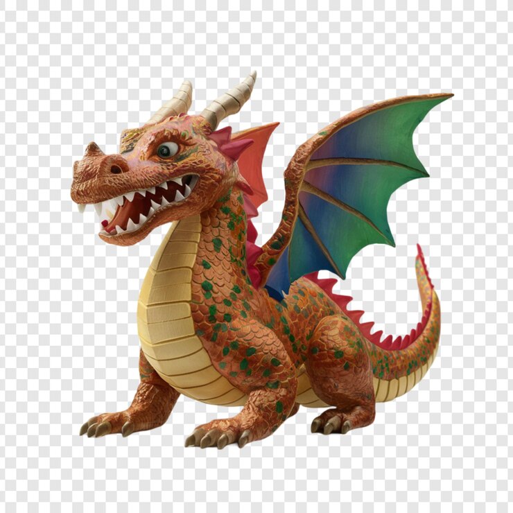 PSD dragón 3d aislado sobre un fondo transparente