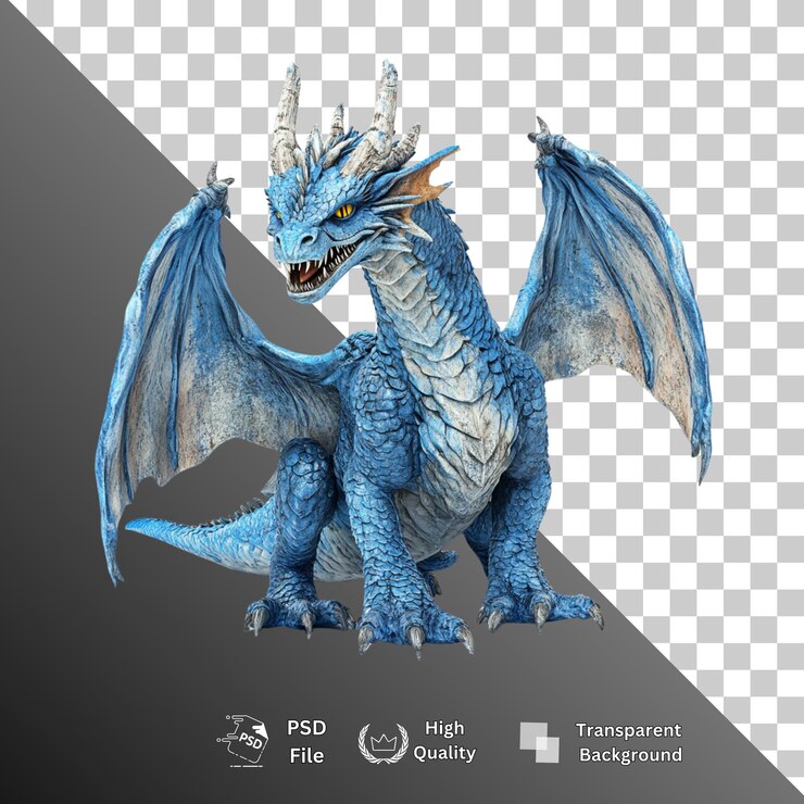 PSD dragón aislado sobre un fondo transparente