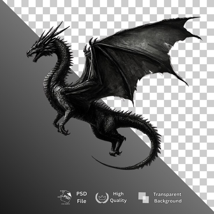 PSD dragón aislado sobre un fondo transparente