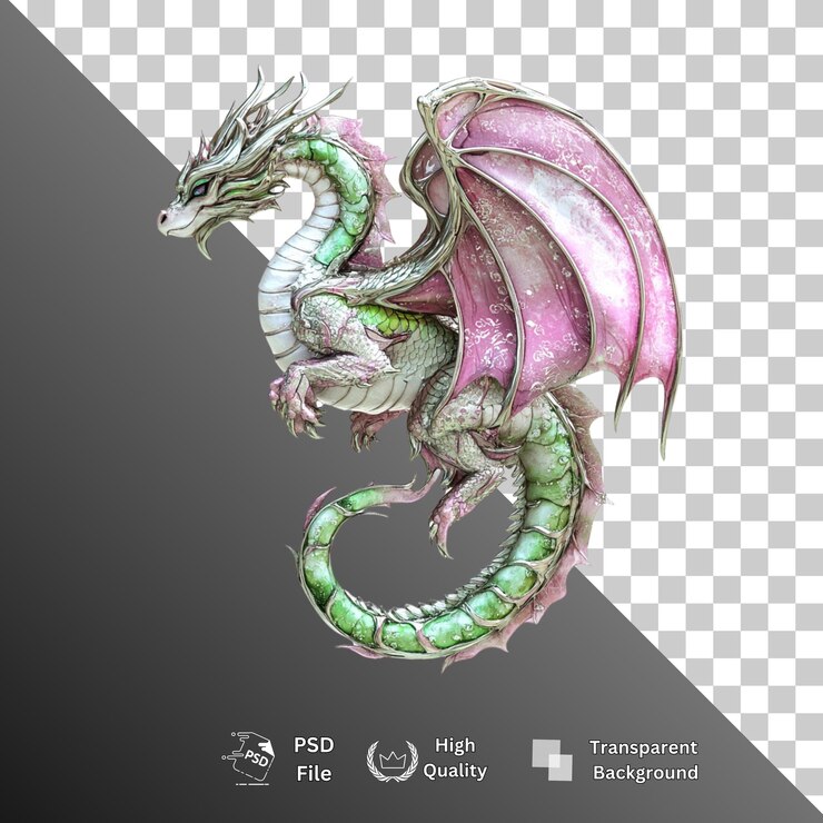 PSD dragón aislado sobre un fondo transparente