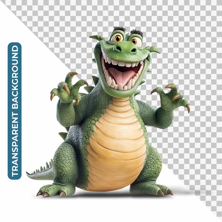 PSD dragón amistoso sonriente fondo transparente