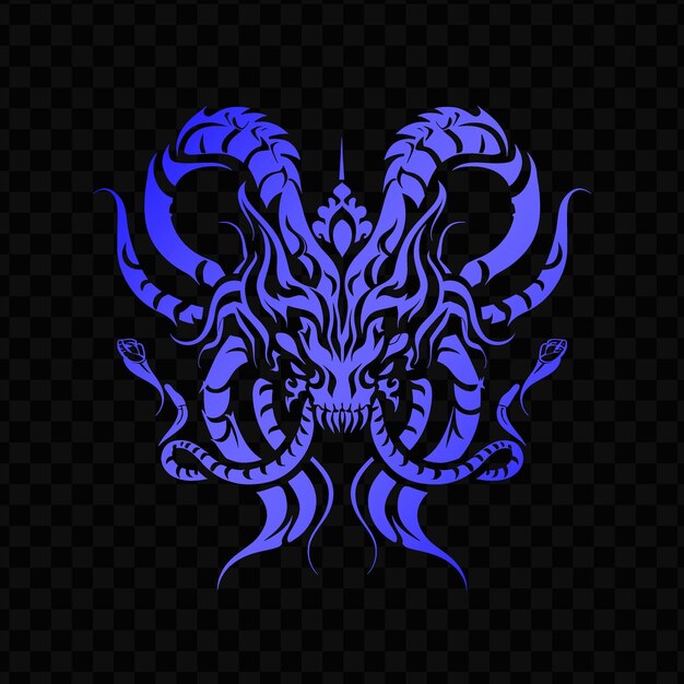 PSD un dragon bleu avec un motif sur un fond noir