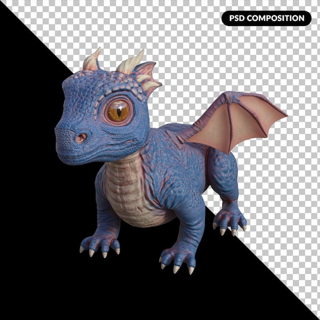 Dragon Bleu Rendu 3d Isolé