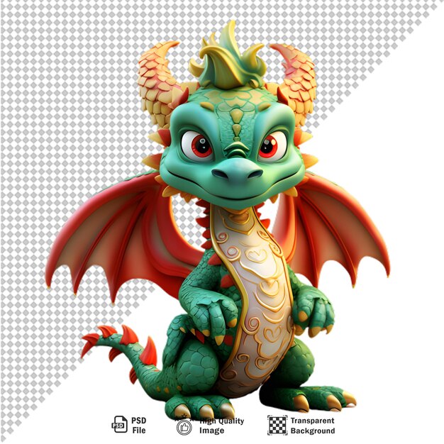 PSD dragón chino en 3d sobre un fondo transparente