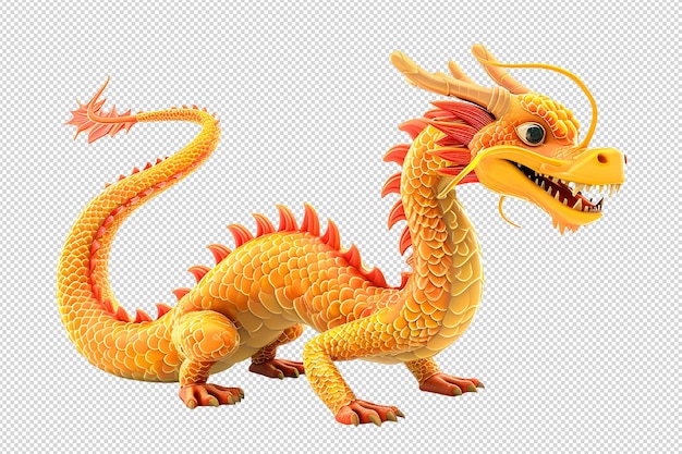 PSD un dragon chinois mignon en 3d sur un fond blanc