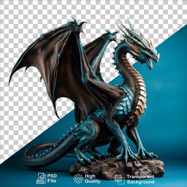 Dragón de fanstasy azul aislado en fondo transparente incluye archivo png