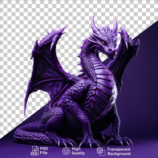 PSD dragón de fanstasy púrpura aislado en un fondo transparente incluye archivo png