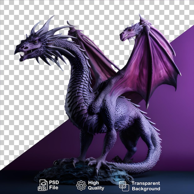 PSD dragón de fanstasy púrpura aislado en un fondo transparente incluye archivo png