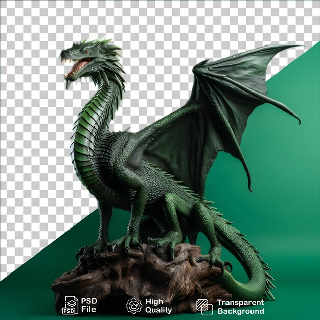 PSD dragón de fanstasy verde aislado en fondo transparente incluye archivo png