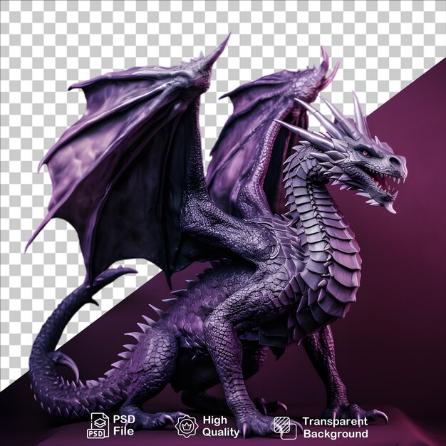 PSD dragón de fantasía púrpura aislado en fondo transparente incluye archivo png