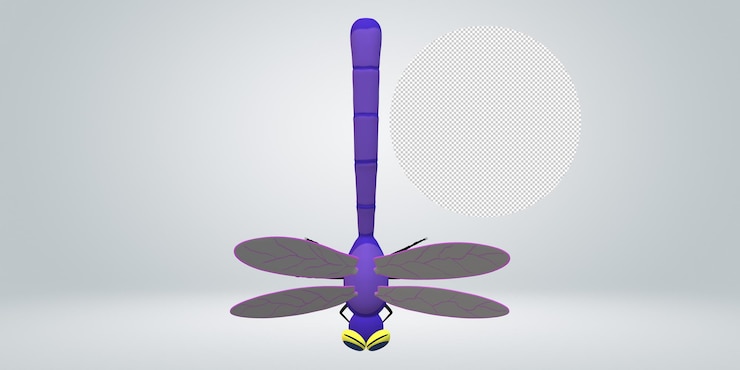 PSD dragon fly isolado em um fundo transparente