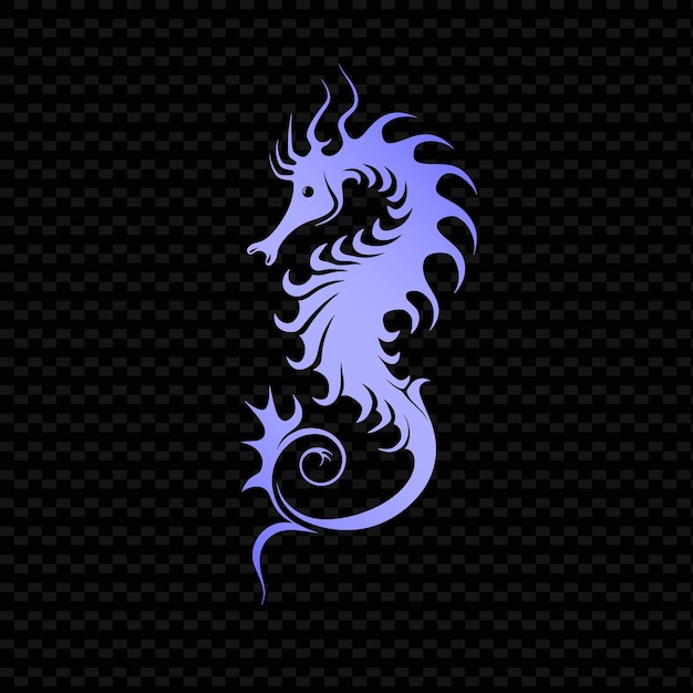 PSD un dragon avec un fond violet et le mot mer
