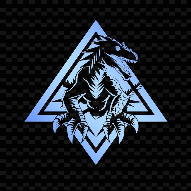 PSD un dragón con un fondo azul y un triángulo blanco en la parte superior