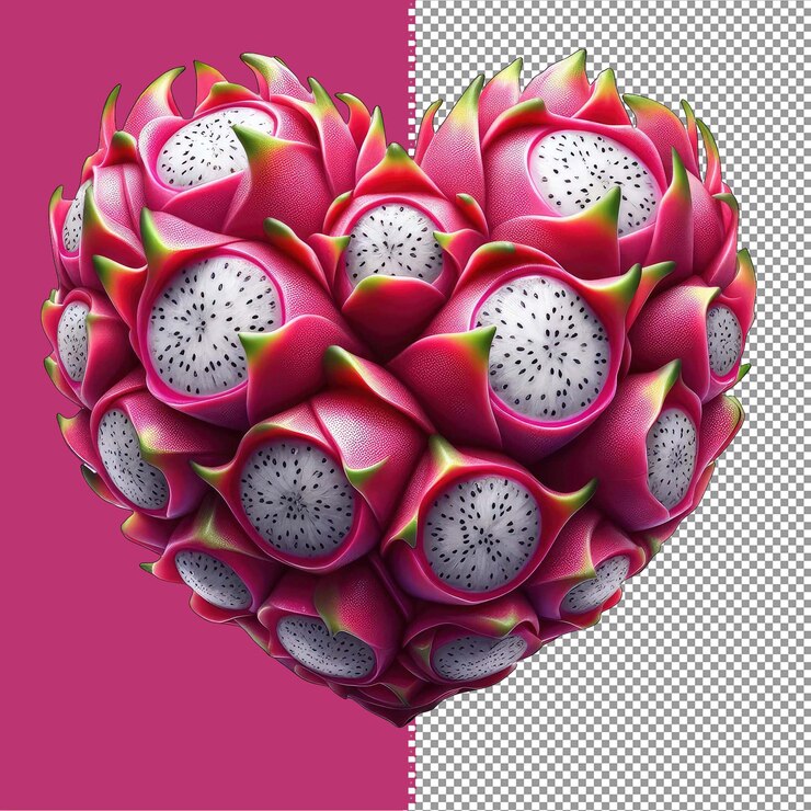 PSD dragon fruit heartcrafted delight png