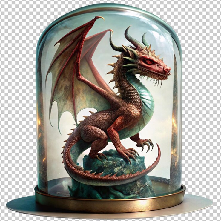 PSD un dragón hecho de vidrio transparente
