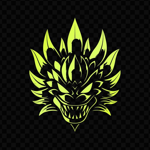 PSD un dragon jaune avec un fond vert du logo