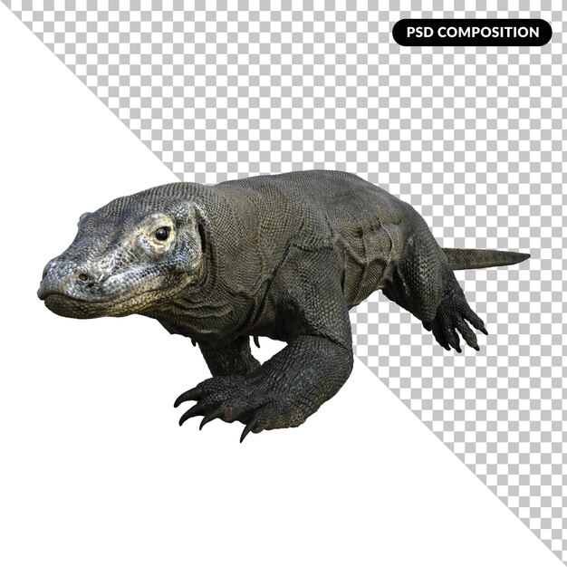 PSD dragon de komodo rendu 3d isolé