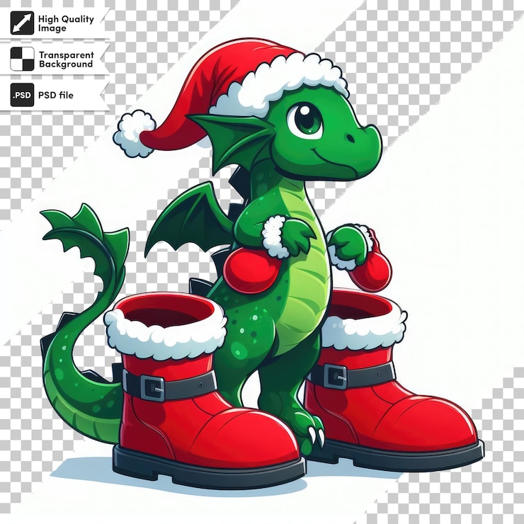 PSD dragón de navidad de año nuevo de psd en fondo transparente