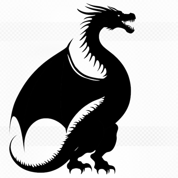 un dragon noir avec un fond blanc