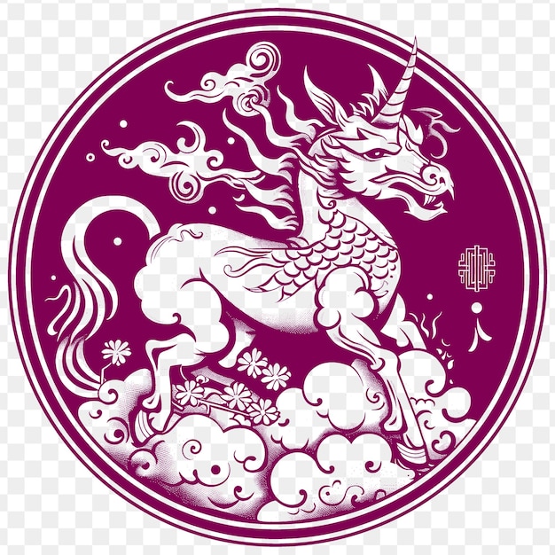 PSD un dragon pourpre avec un dragon dessus