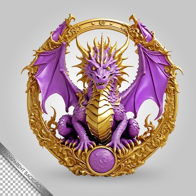 PSD un dragón púrpura con un dragón dorado en la parte delantera
