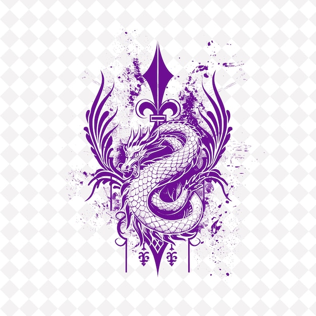 PSD un dragón púrpura con un patrón púrpura en él