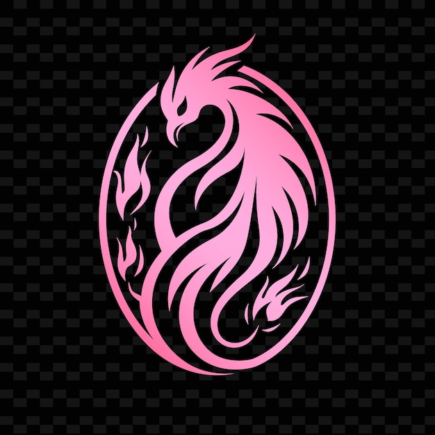 PSD un dragon rose et noir avec un fond rose