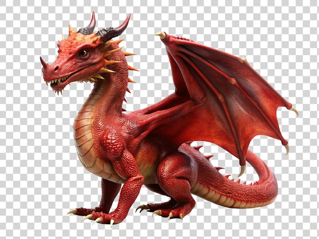 PSD un dragon rouge fantastique isolé sur un fond transparent