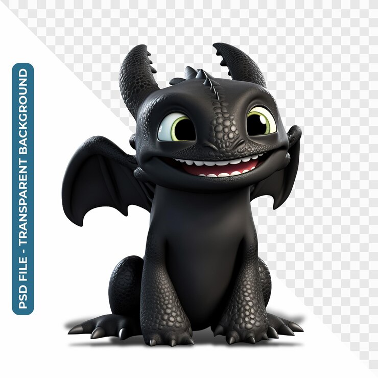 PSD dragón sonriente como desdentado fondo transparente psd