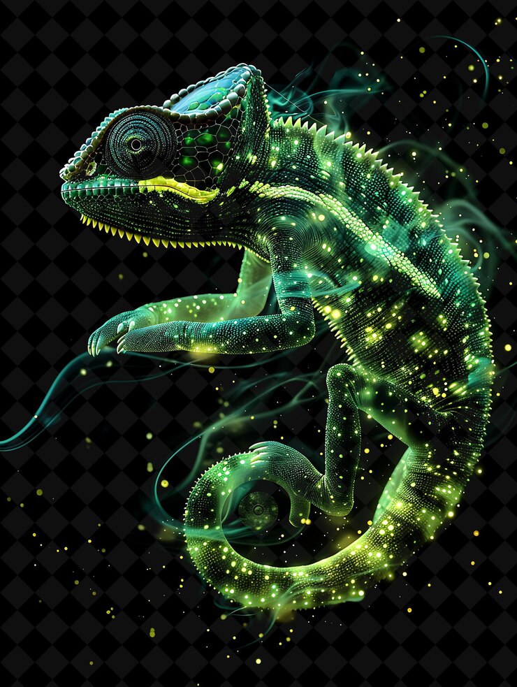 PSD un dragón verde con puntos amarillos y un fondo verde