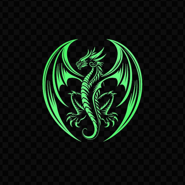 PSD dragón verde con un vector libre de fondo verde