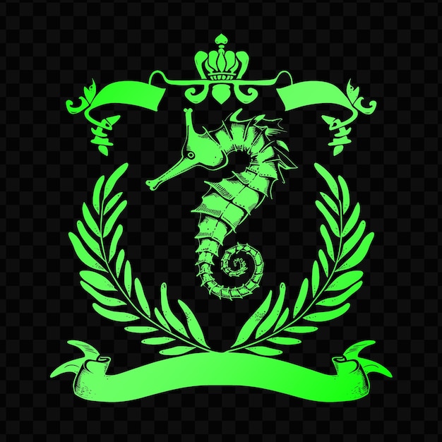 Dragon Vert Avec Une Couronne Verte Sur Un Fond Noir