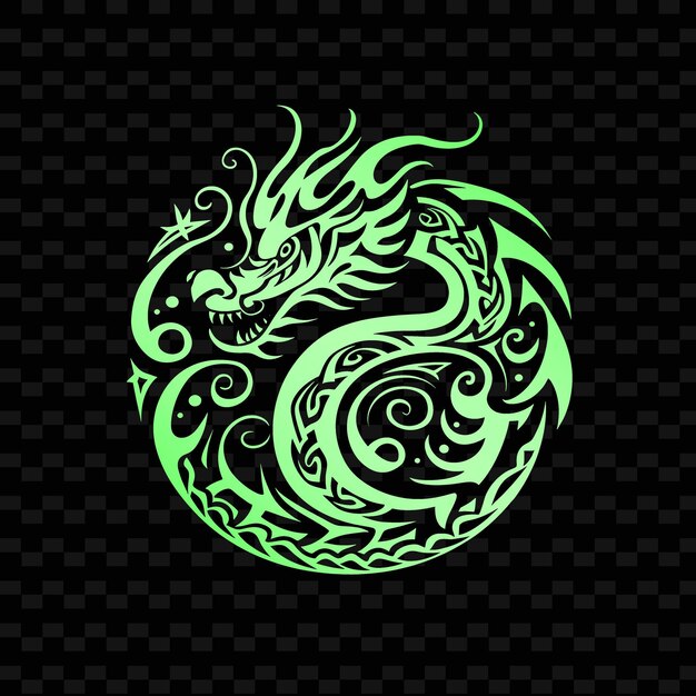 PSD un dragon vert avec un dragon dessus