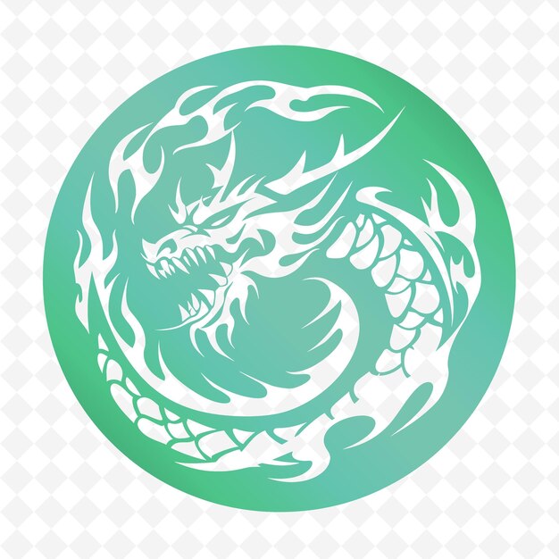 PSD un dragon vert sur un fond vert avec un cercle vert avec les mots dragon