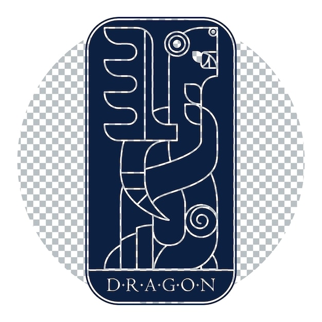 Dragon Viking Ailé Fantaisie Carte Médiévale Bleu Foncé