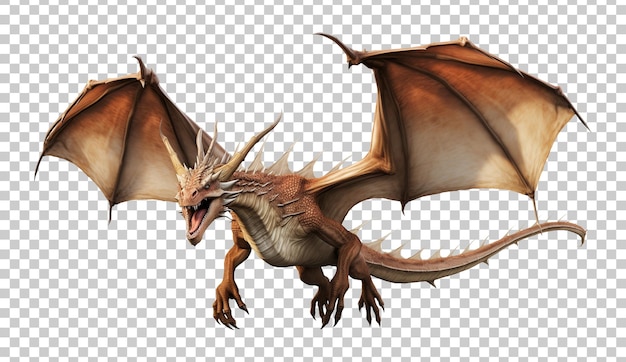 PSD le dragon volant isolé sur un fond transparent