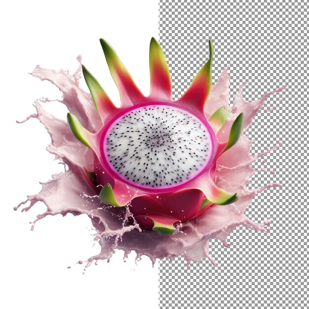 PSD dragonfruit delight png está listo para el aislamiento de una explosión líquida vibrante