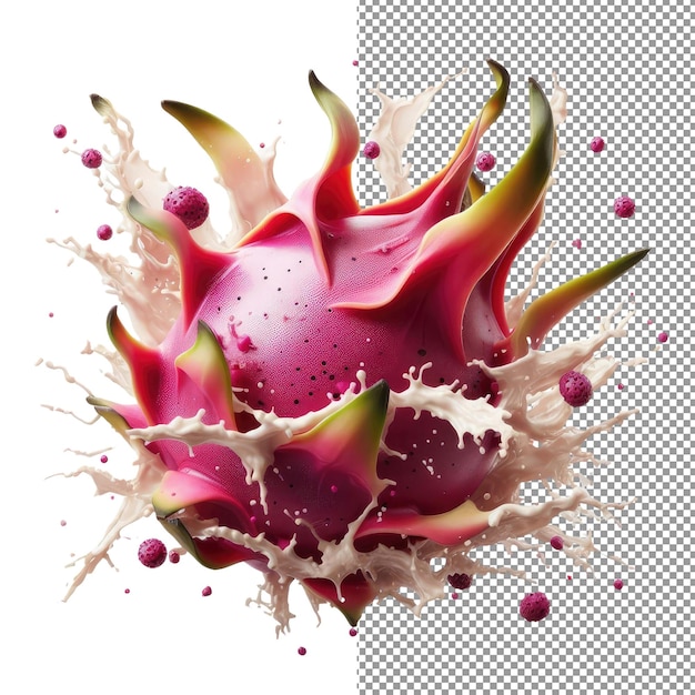 PSD dragonfruit delight pngready isolation eines lebendigen flüssigen bursts