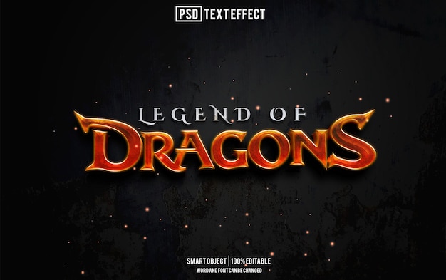 dragons text effect font editable typography 3d text