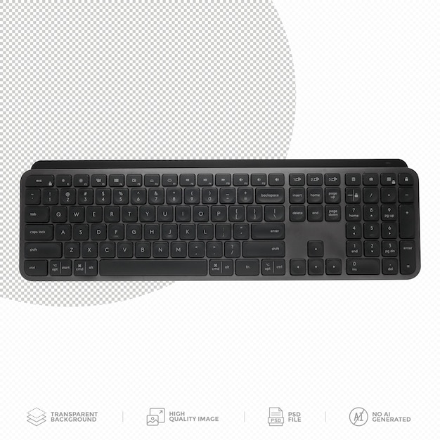Drahtlose Tastatur isoliert auf durchsichtigem Hintergrund