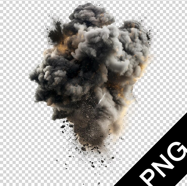 PSD una dramática explosión creando una poderosa nube de humo y fuego