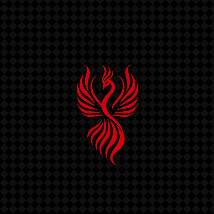 PSD el dramático logotipo de phoenix con llamas decorativas y un majestuoso diseño vectorial de plantas creativas