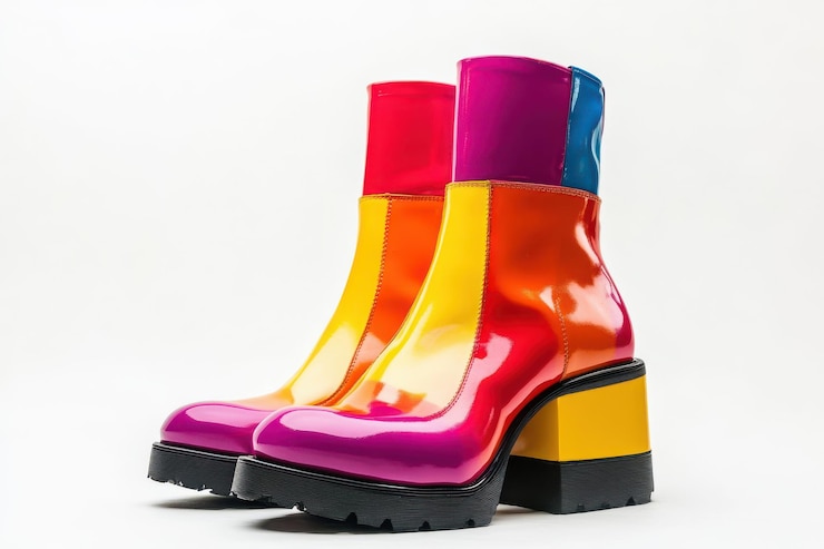 PSD dramaticos tacones y botas harajuku de moda aisladas en un fondo transparente