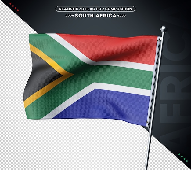 PSD drapeau 3d de l'afrique du sud avec une texture réaliste