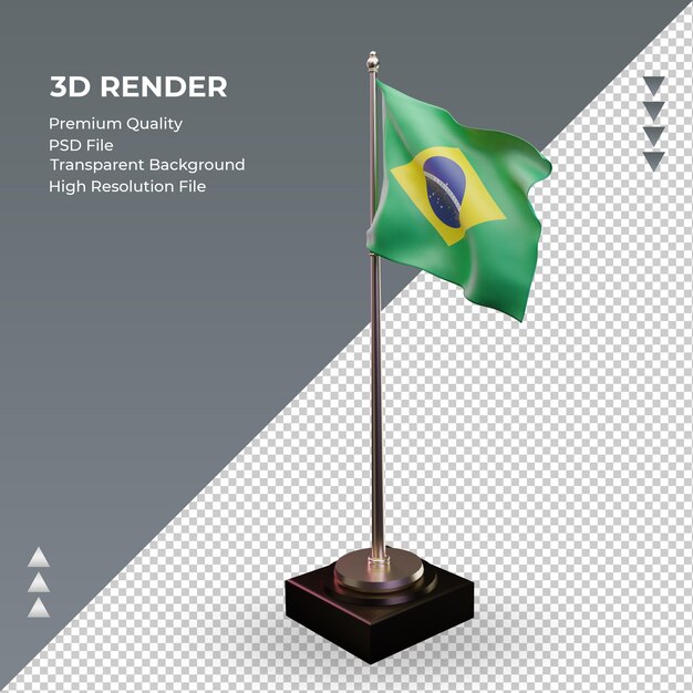 Drapeau 3d Brésil Vue De Droite De Rendu