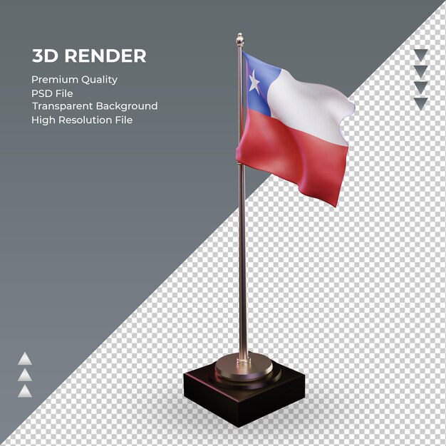 Drapeau 3d Chili Vue De Droite De Rendu