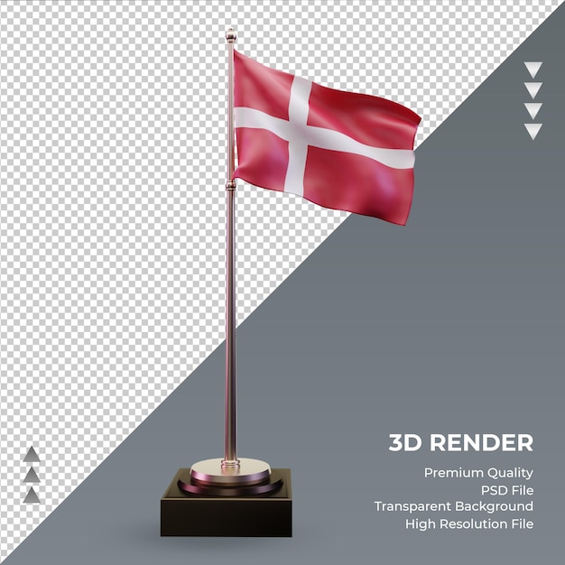 Drapeau 3d Danemark Vue De Face De Rendu